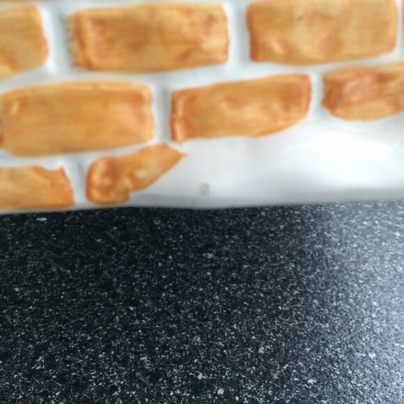 M&Ms Christmas FTD Candy Bowl Dish Fireplace Red Yellow Ceramic Collectible - Picture 9 of 9